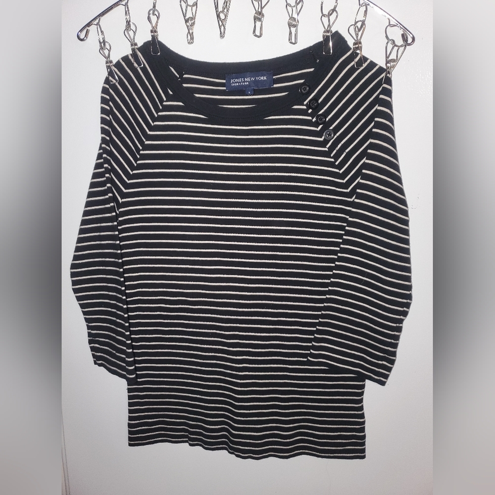 Jones New York size L striped long sleeve shirt